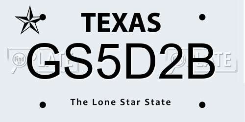 GS5D2B Texas License Plate