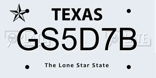 GS5D7B Texas License Plate