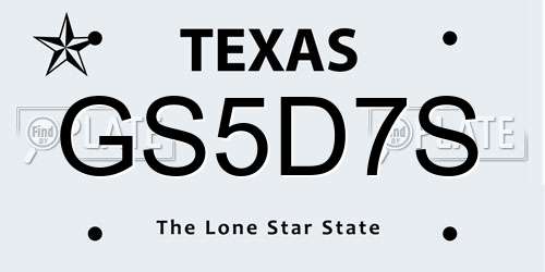 GS5D7S Texas License Plate