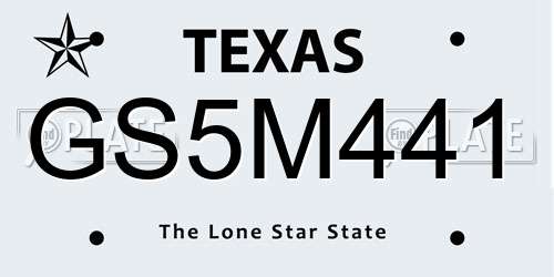 GS5M441 Texas License Plate