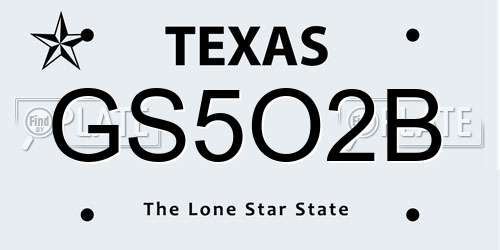 GS5O2B Texas License Plate