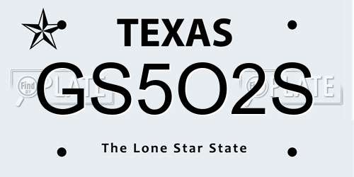 GS5O2S Texas License Plate