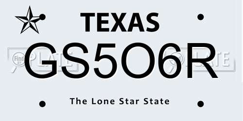 GS5O6R Texas License Plate