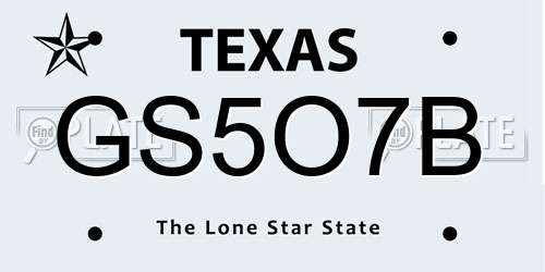 GS5O7B Texas License Plate