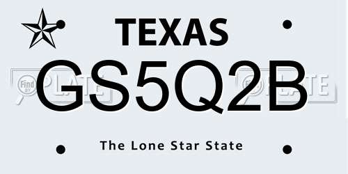 GS5Q2B Texas License Plate