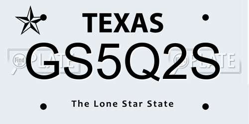 GS5Q2S Texas License Plate