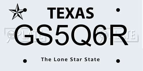 GS5Q6R Texas License Plate