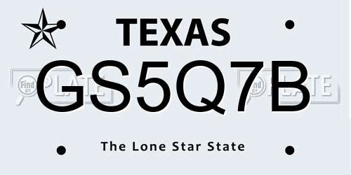 GS5Q7B Texas License Plate