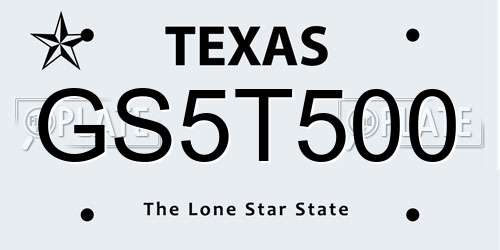 GS5T500 Texas License Plate