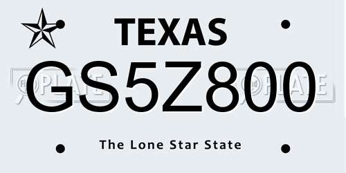 GS5Z800 Texas License Plate