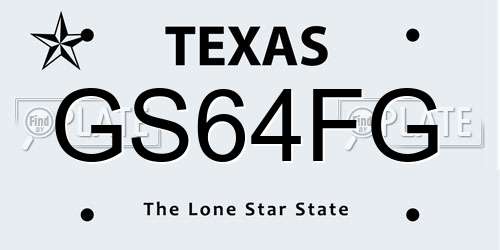 GS64FG Texas License Plate