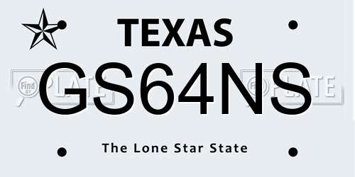 GS64NS Texas License Plate