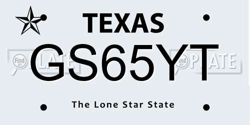 GS65YT Texas License Plate