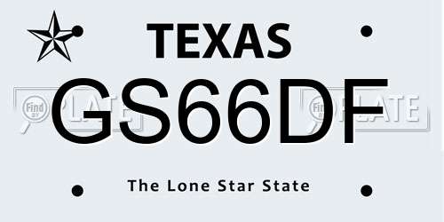 GS66DF Texas License Plate