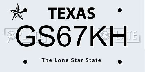 GS67KH Texas License Plate