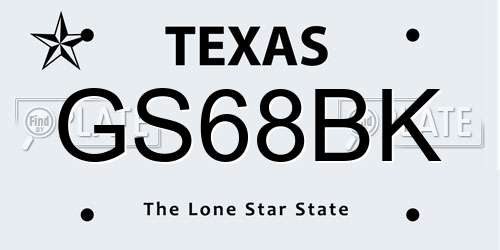 GS68BK Texas License Plate