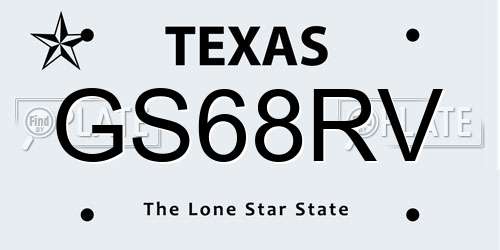 GS68RV Texas License Plate
