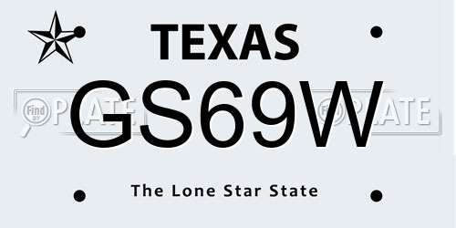 GS69W Texas License Plate