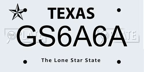 GS6A6A Texas License Plate