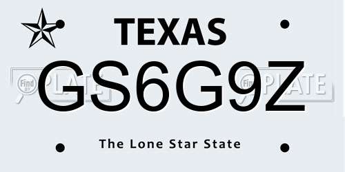 GS6G9Z Texas License Plate