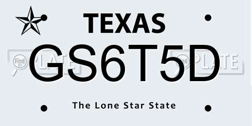 GS6T5D Texas License Plate