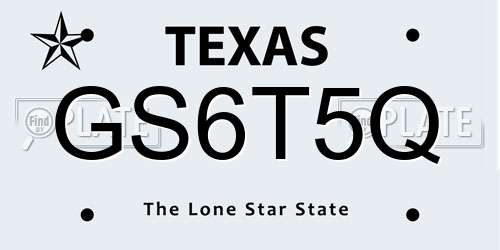 GS6T5Q Texas License Plate