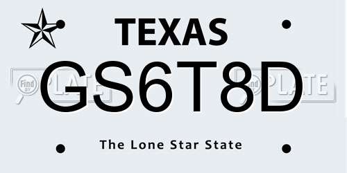 GS6T8D Texas License Plate