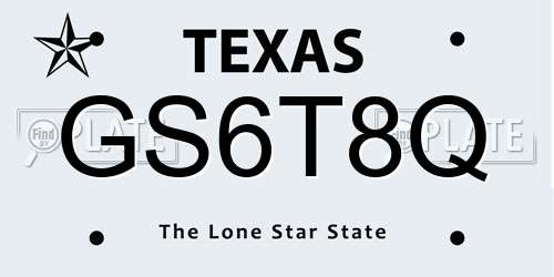 GS6T8Q Texas License Plate