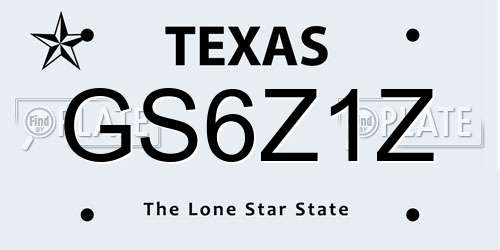 GS6Z1Z Texas License Plate