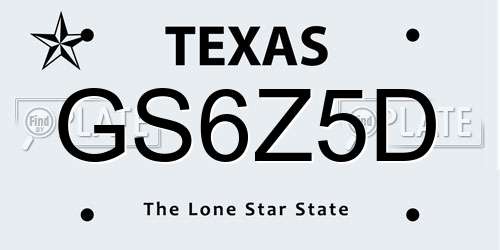 GS6Z5D Texas License Plate