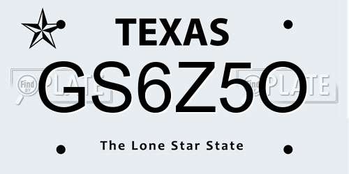 GS6Z5O Texas License Plate