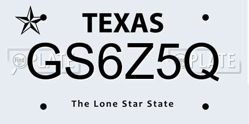 GS6Z5Q Texas License Plate