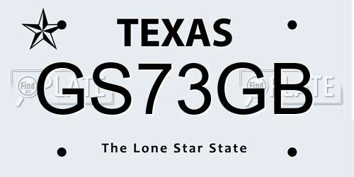 GS73GB Texas License Plate