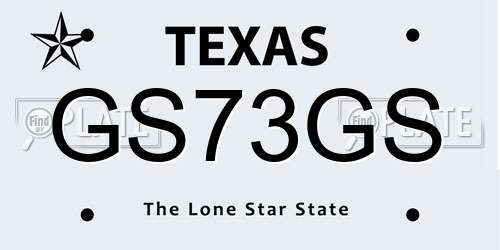 GS73GS Texas License Plate