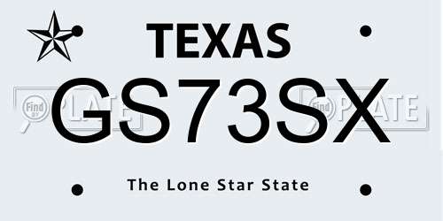 GS73SX Texas License Plate