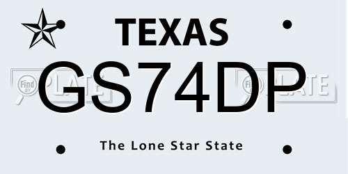 GS74DP Texas License Plate