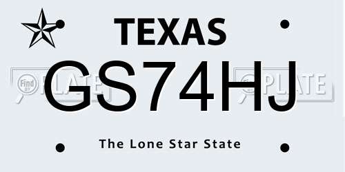GS74HJ Texas License Plate