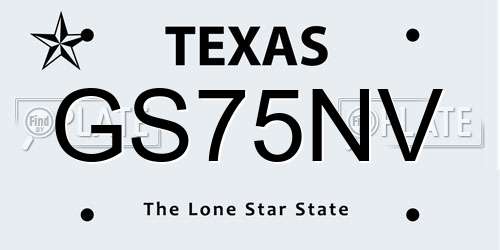 GS75NV Texas License Plate