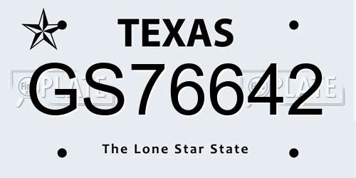GS76642 Texas License Plate