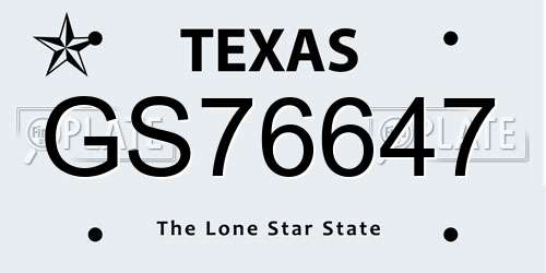 GS76647 Texas License Plate