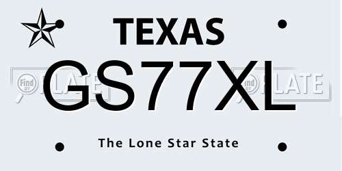 GS77XL Texas License Plate