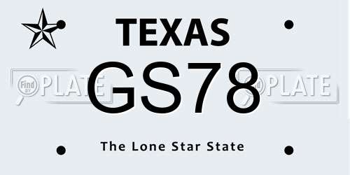 GS78 Texas License Plate