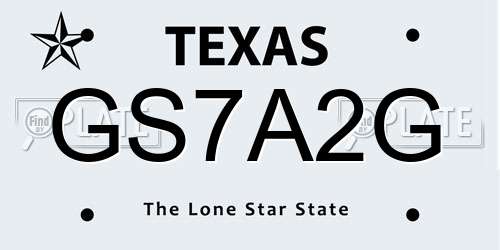 GS7A2G Texas License Plate