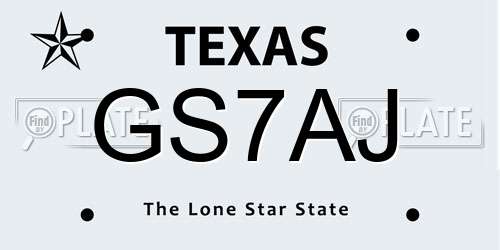 GS7AJ Texas License Plate