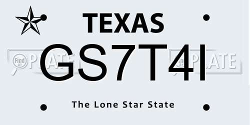 GS7T4I Texas License Plate