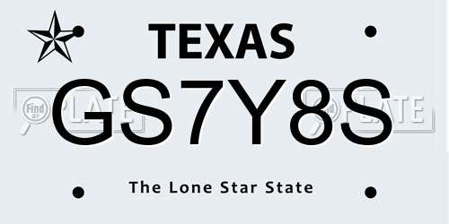 GS7Y8S Texas License Plate