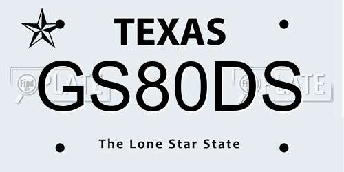 GS80DS Texas License Plate