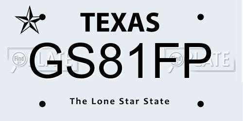 GS81FP Texas License Plate