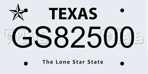 GS82500 Texas License Plate