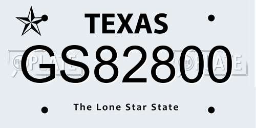 GS82800 Texas License Plate